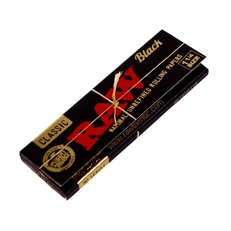 RAW Black 1 ¼ Papers - Lot de 6 Feuille Raw papiers à rouler